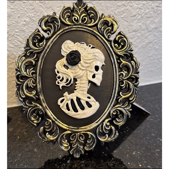 2 Ladies Skeleton Cameo Frames Wall Art Decor 8.5"X6.5" Female Skulls 3D Gothic - Picture 7 of 10